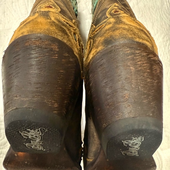 Dan Post Vintage Blue Bird Women's
DP3544 Chocolate Teal Snip Toe Boots - Picture 13 of 13